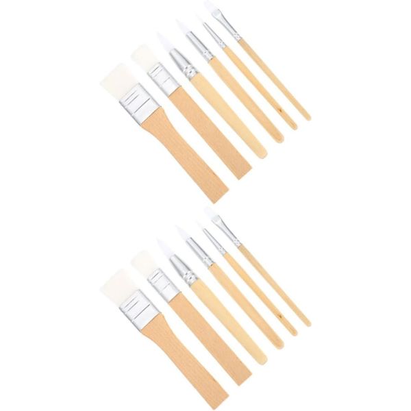 12pcs Wooden Handle Paint Brush Set with Soft Nylon Bristles Professional