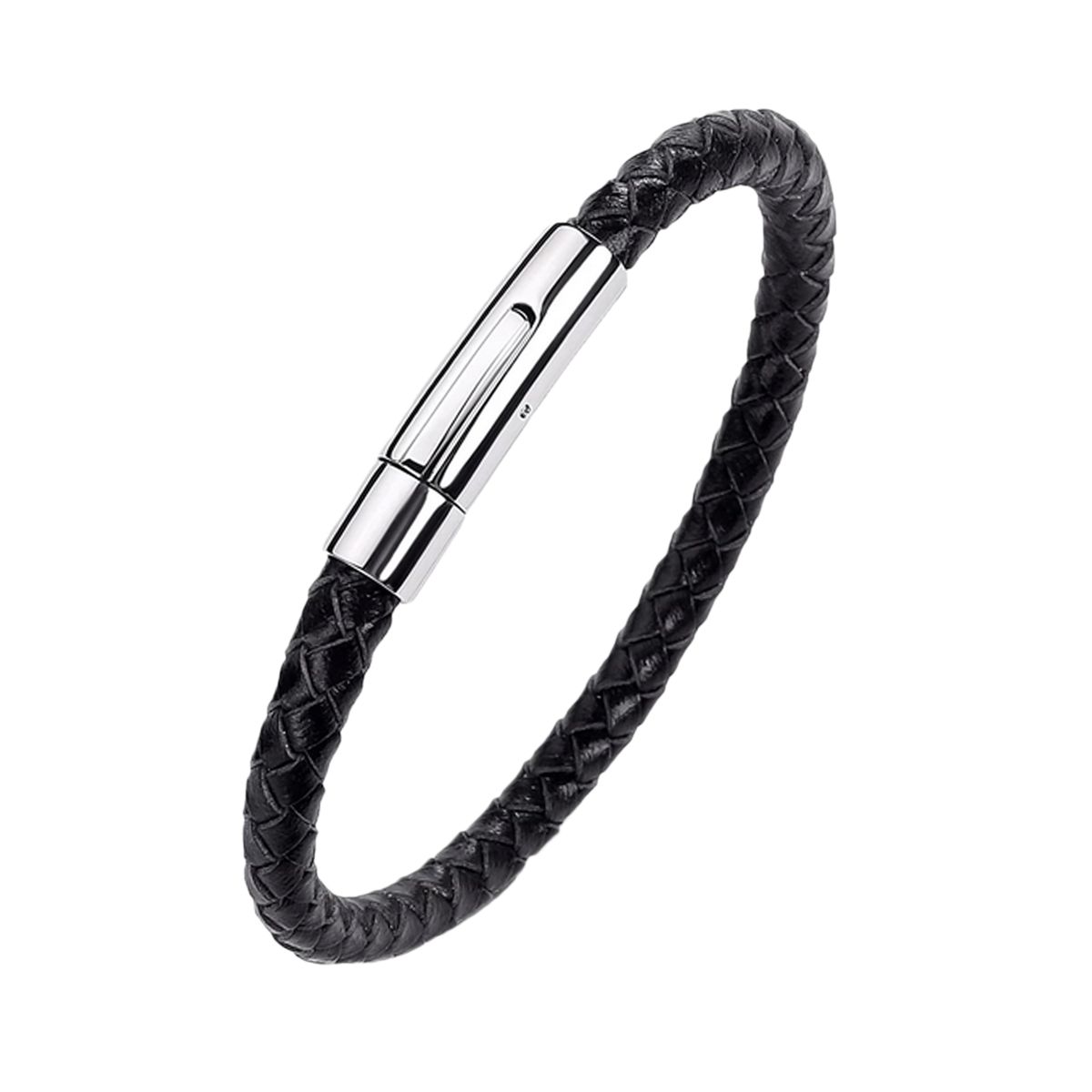 Killer Deals Minimalist Vegan PU Leather & Stainless Steel Bracelet-M/L ...