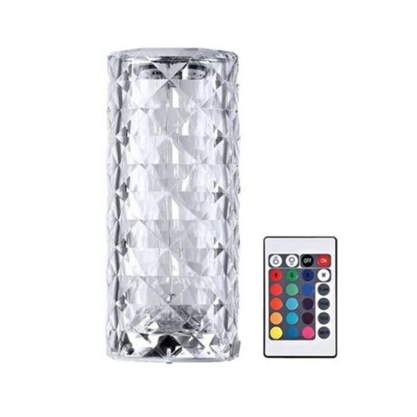 Crystal Lamps, LED Rose Night Light , Transparent Cylindrical Table Lamp