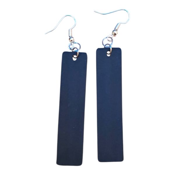 Gift Emporium - Wooden Rectangle Bar Drop Earrings - 4cm x 1.5cm