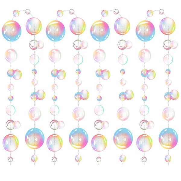 4 Pack Mermaid Party Decoration Transparent Hanging Streamer Bubble Garland