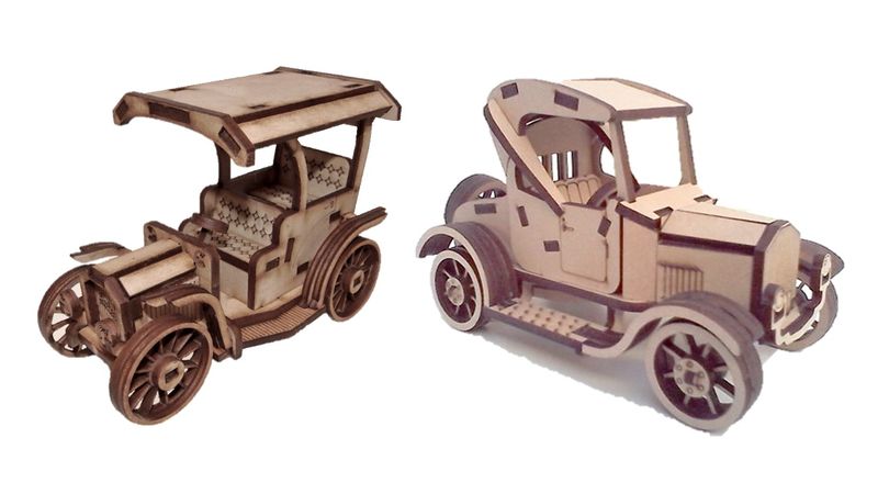 Vintage Car set 3D Puzzle Wooden 3D Model By Everything Laser