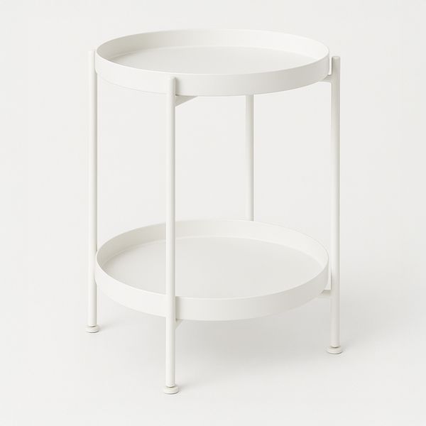 2 Tier Metal Round Tray Side Coffee Sofa End Table