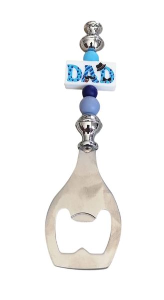 Handmade bottle opener for fathers day silicone word dad with hat design