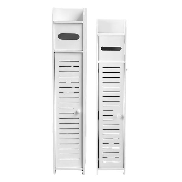 Compact White Toilet Paper Cabinet Combo - Eco-Friendly Bathroom Organizer