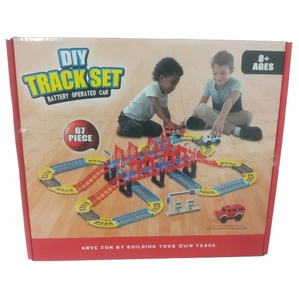Source Direct - Battery Operated Toy Car Track Set (DIY) - 67 Piece