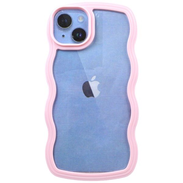 Blue Wavy Edge Phone Case For iPhone 15 Plus - Transparent