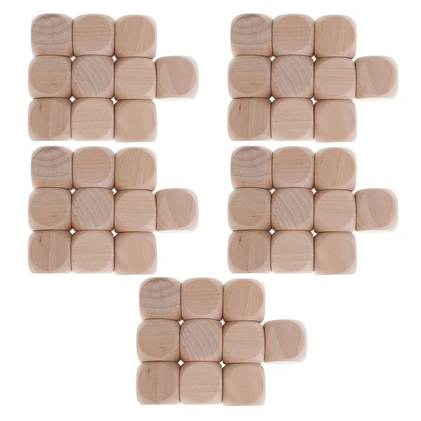 Craft Novelty Blank Wood Six Sided Unpainted Dice Cube Set of 50