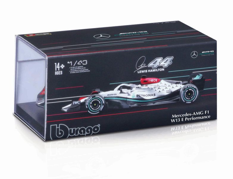 Bburago-1/43 Mercedes Amg F1 W13 2022 With Helmet - Assorted Drivers