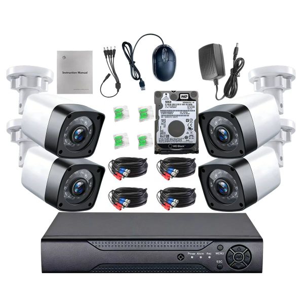 Security Camera 4CH H.265+ DVR with 500GB HDD &amp; Infrared Night Vision