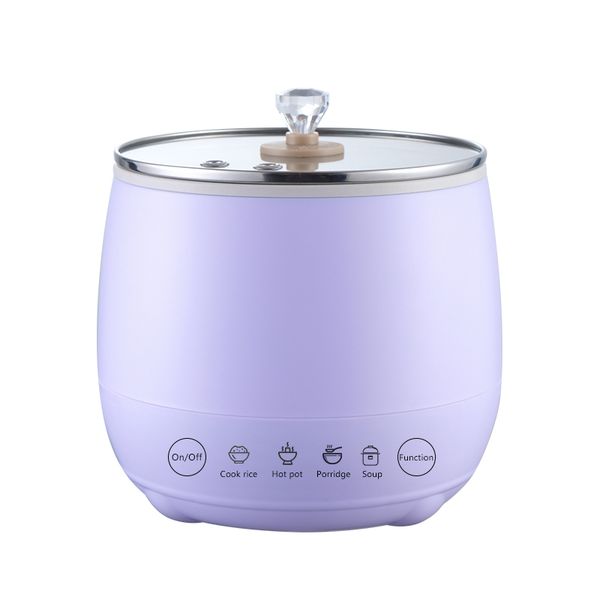Purple Mini Electric Rice Cooker - Multifunctional Portable Slow Cooker