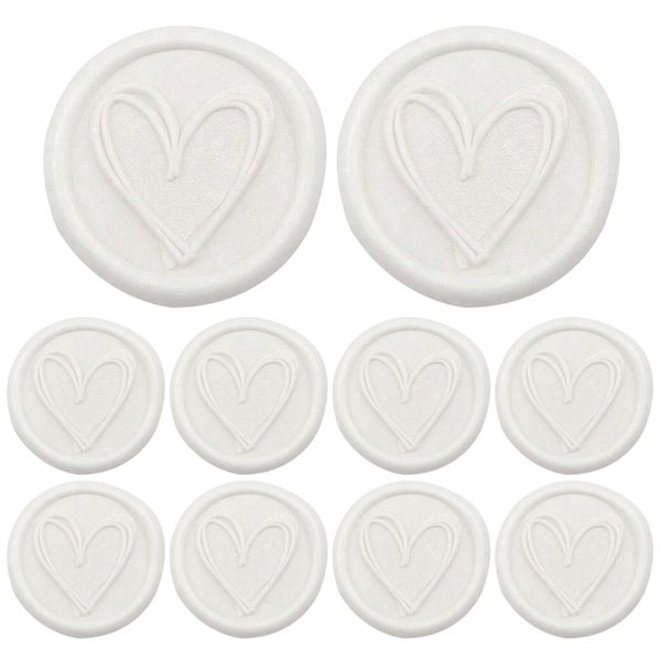 White Heart Self Adhesive Ready Made Wax Seals - 25 Pack
