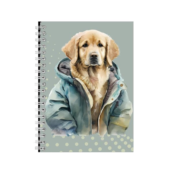 Jacket A5 Notebook Spiral Lined Golden Retriever Graphic Notepad Gift 184