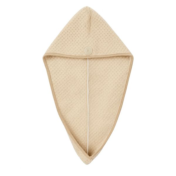 Waffle-Textured Hair Drying Towel Wrap - Beige