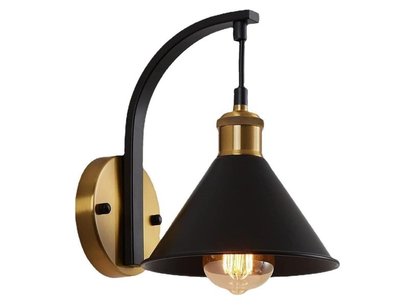 Black Gold Wall Sconce Adjustable E27 Modern Lighting Brass Shade for
