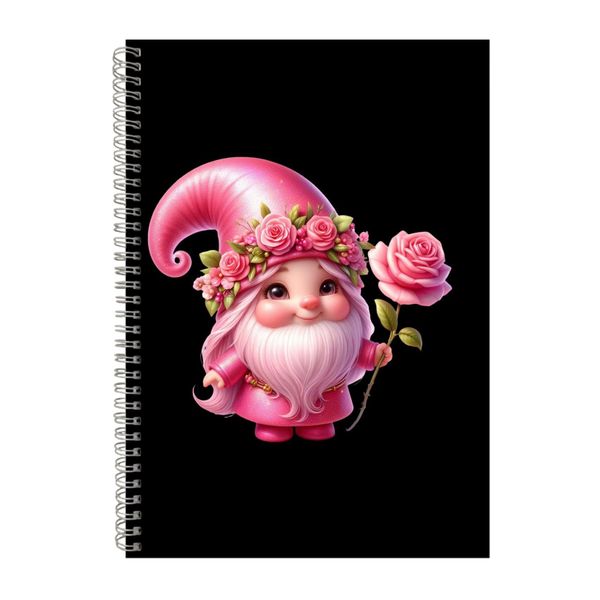 Pink Rose A4 Notebook Spiral Lined Notepad Gnome image