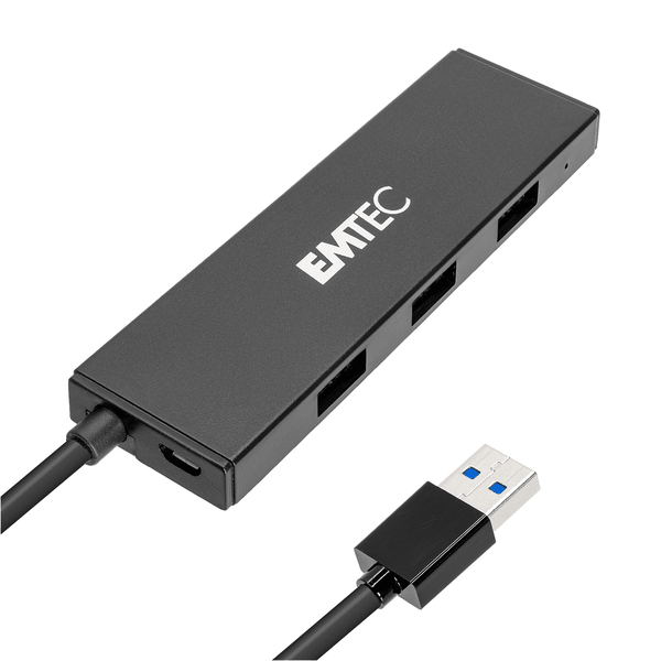 EMTEC 4-Port USB Hub with Integrated USB-A Cable | T620A