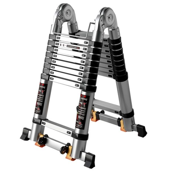 Multi-Use Aluminum Telescopic Folding Ladder - Extendable, Compact