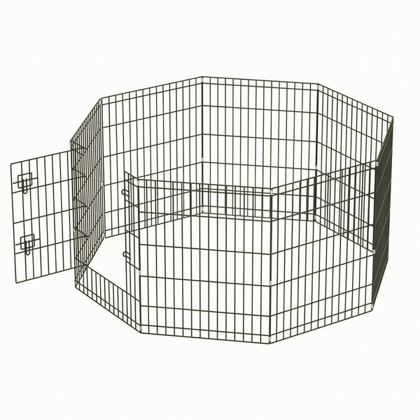 8 Panels Foldable Metal Dog Playpen Single Door Pet Exercise Fence