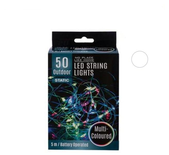LED String Outdoor 5 Metre Fairy Lights - 50 x Multi-Coloured Lights