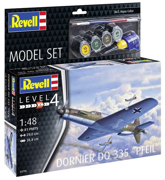 Revell 1/48 Dornier Do 335 "Pfeil" Model Kit w/paints, Glue and Brush