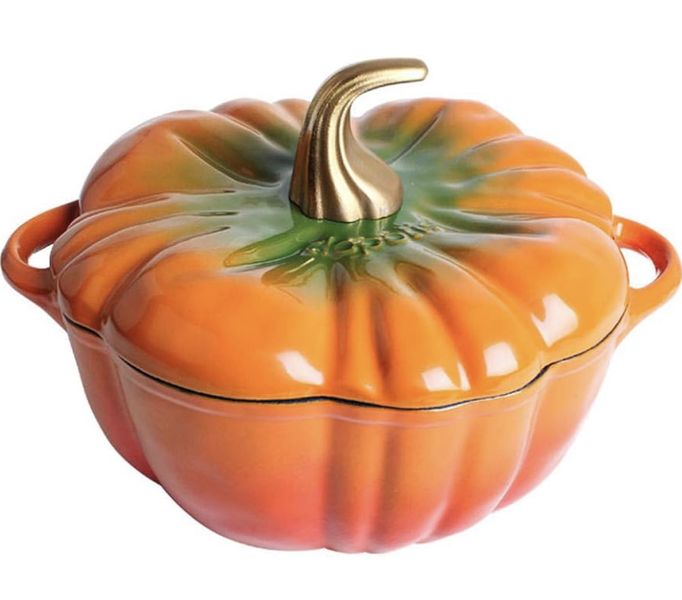 Orange Pumpkin Shaped Cast Iron Non-Detachable Pot