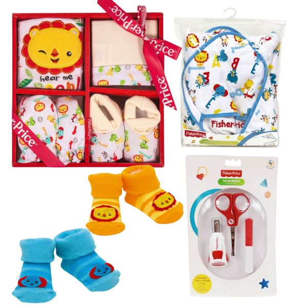 Fisher Price 4pc Gift Set, Manicure Set, Hooded Towel and Socks