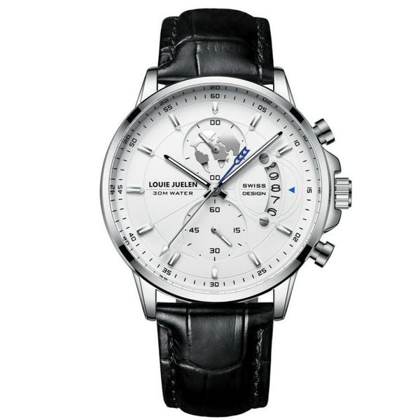 LOUIE JUELEN - Men's Fashion Business Quartz Wrist Watch - Genuine Leather