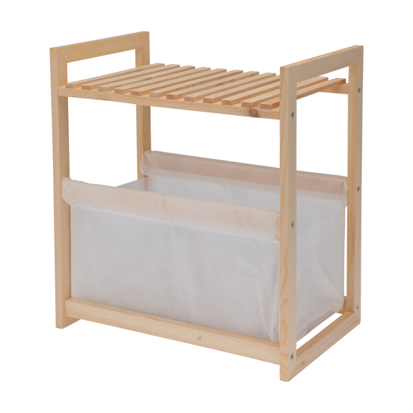 Solid Pine Wood | Mini Storage Rack &amp; Organizer with Fabric Bag