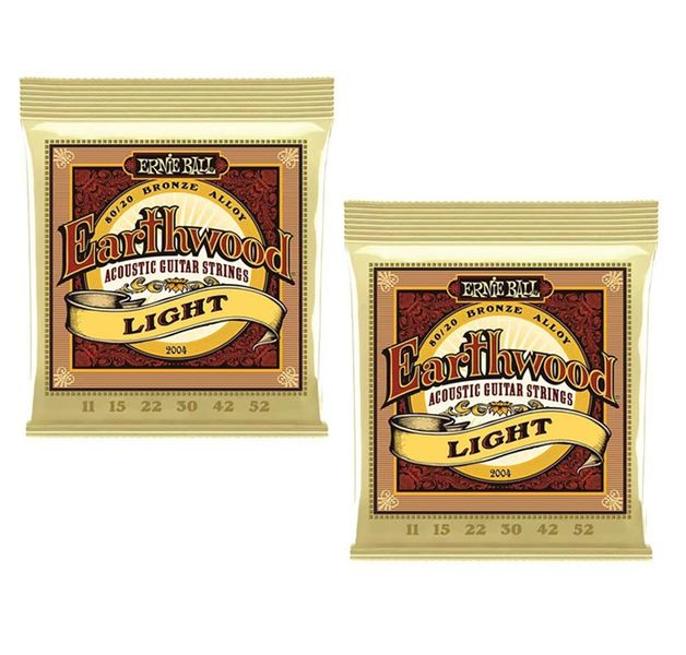 Ernie Ball 2004 Light Acoustic Guitar Strings - Pack of 2, 80/20 Bronze