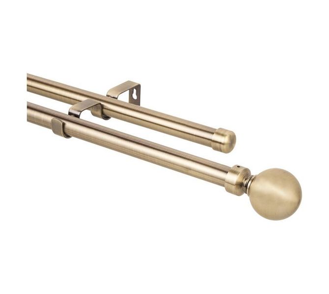 Eyelet Curtain Pole Set - Ball Finial - Double-Gold