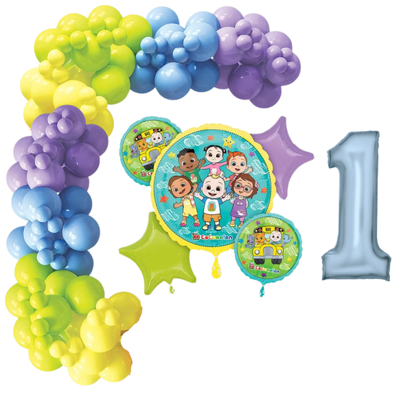 Deluxe 250 Piece Cocomelon Balloon Garland Kit with Foil Number 1