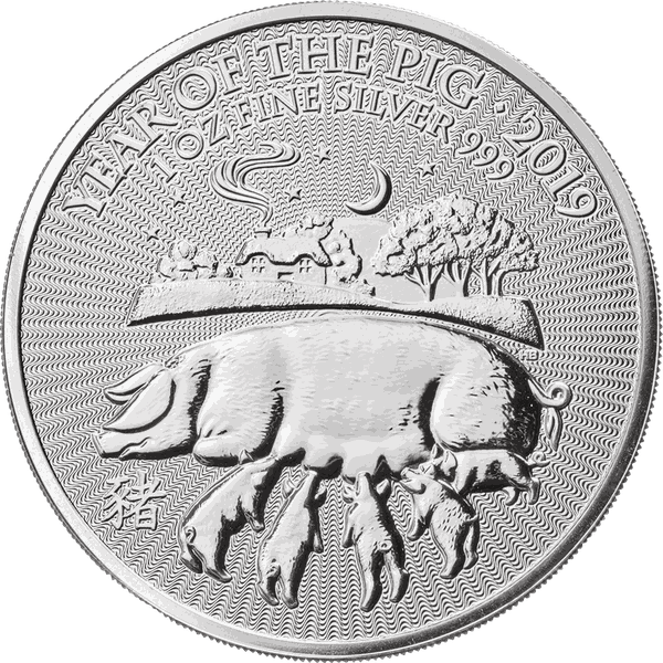 Royal Mint Lunar 2019 Year of the Pig 1 oz Silver Bullion Coin
