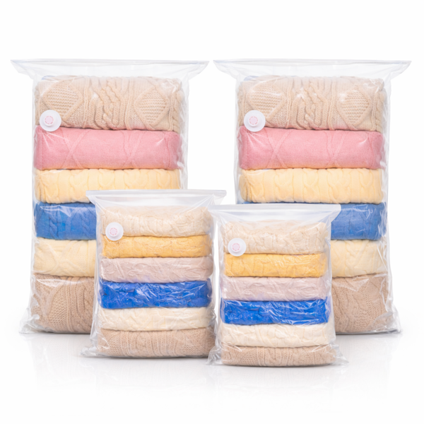 Pack of 4 - Vacuum Storage Bags Reusable Space Saver Bags for Clothes