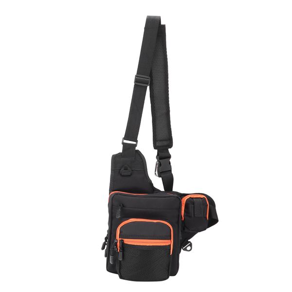 Black Adjustable Crossbody Fishing Tackle Bag