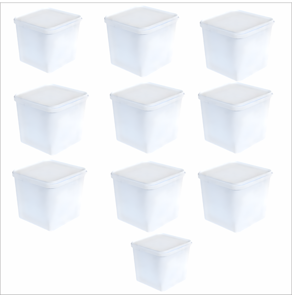 5L Ice Cream &amp; Storage Container White With Lid - Pack of 10