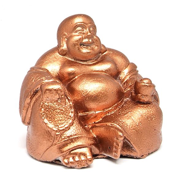 Palm Gardens Rose Gold 9cm Concrete Small Buddha Statue Laughing Ornament