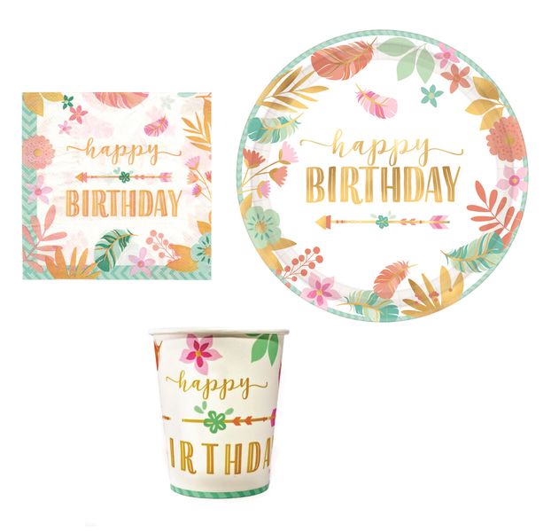 Happy Birthday Floral Party Pack (10 x Each)