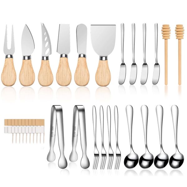 42Piece Wooden Cheese Spreader Knive Set Charcuterie Board Accessories Tool