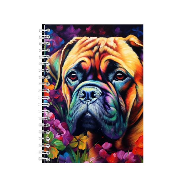 Cute Bullmastiff Dog Orchids Neon Notebook Gift Idea A4 Notepad Pad 73