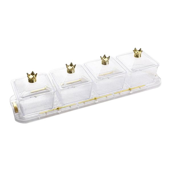 Arole Clear Divided Platter for Fruits, Sweets &amp; Snacks - 4 Compartments