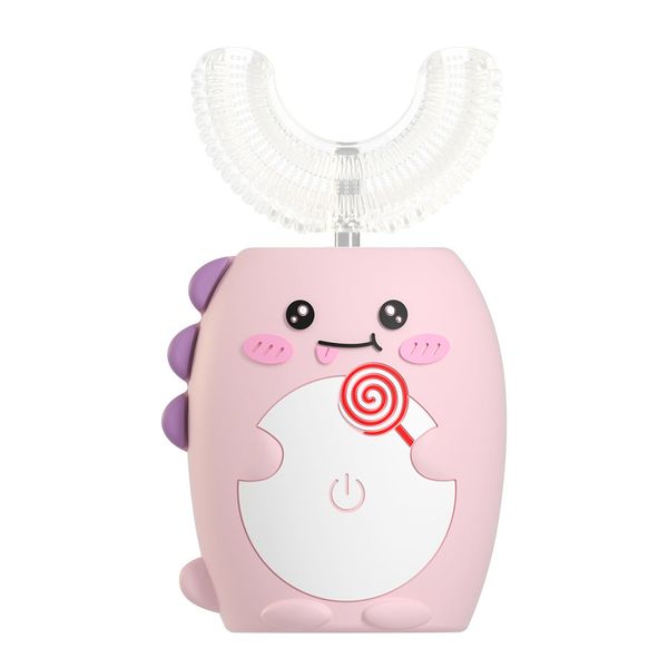 Ultrasonic Electric U-Shaped Toothbrush with 3 Modes Kids Toothbrush-Pink