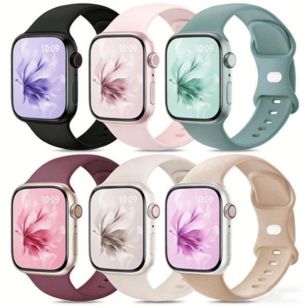 6 Pack Soft Silicone Sport Bands Compatible with Apple Watch Bands