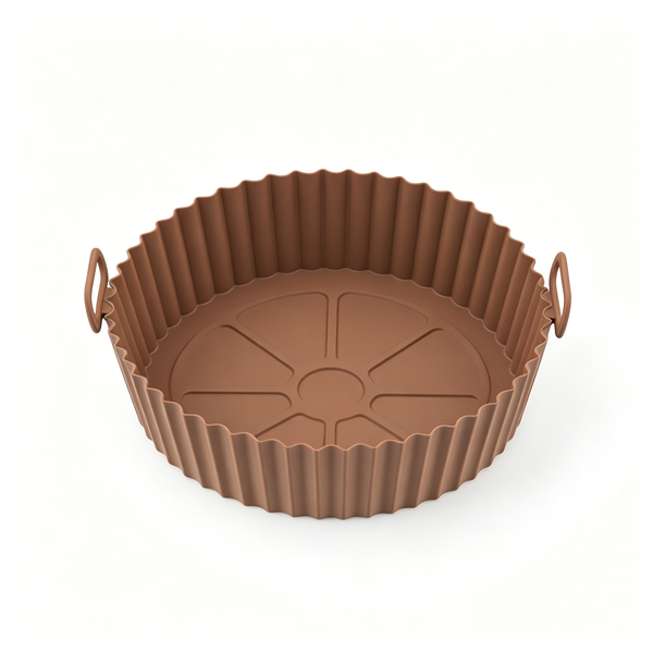 Silicone Air Fryer Liner - Reusable Air Fryer Basket Liner - Brown