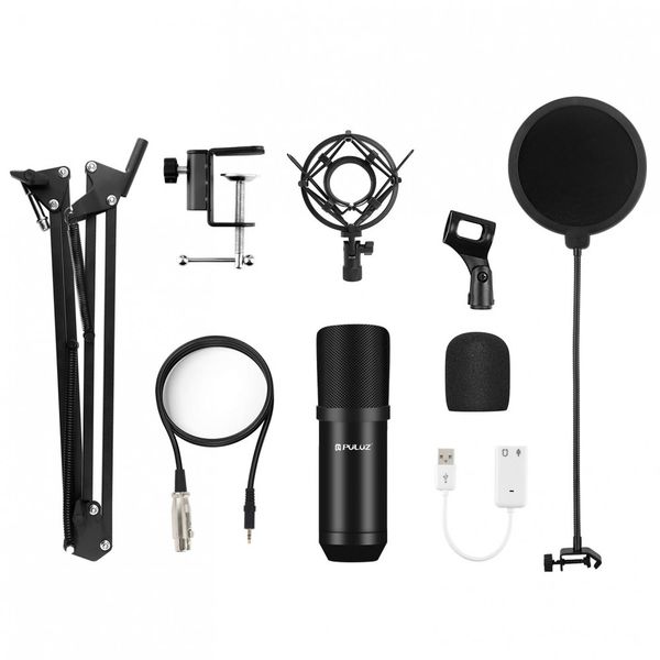 DW Puluz Professional Podcast Studio Microphone Set. Black - PU612B