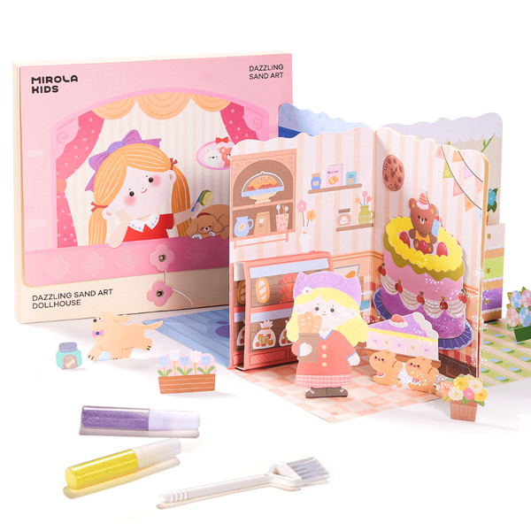 Mirola Kids Paper Craft Dollhouse and Glittery Sand Art Kit