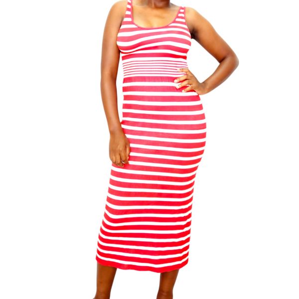 Red and White Stripe Dress