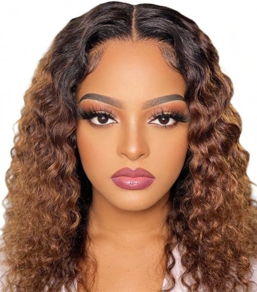 Ombre Brown Deep Wave 13x4 Lace Front Wig Human Hair