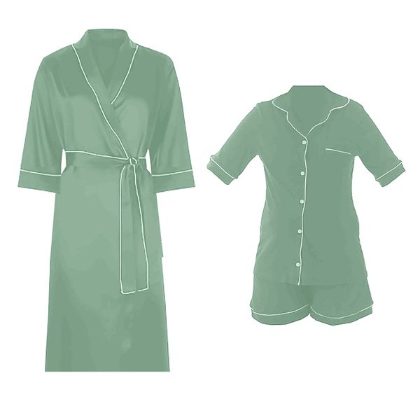 Hannah Grace Maternity Short Sage Green PJ &amp; Gown combo