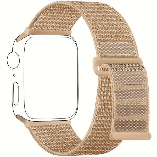 Nylon Stretch Watch Strap With Adjustable Velcro Clasp for Apple - Tawny Brown